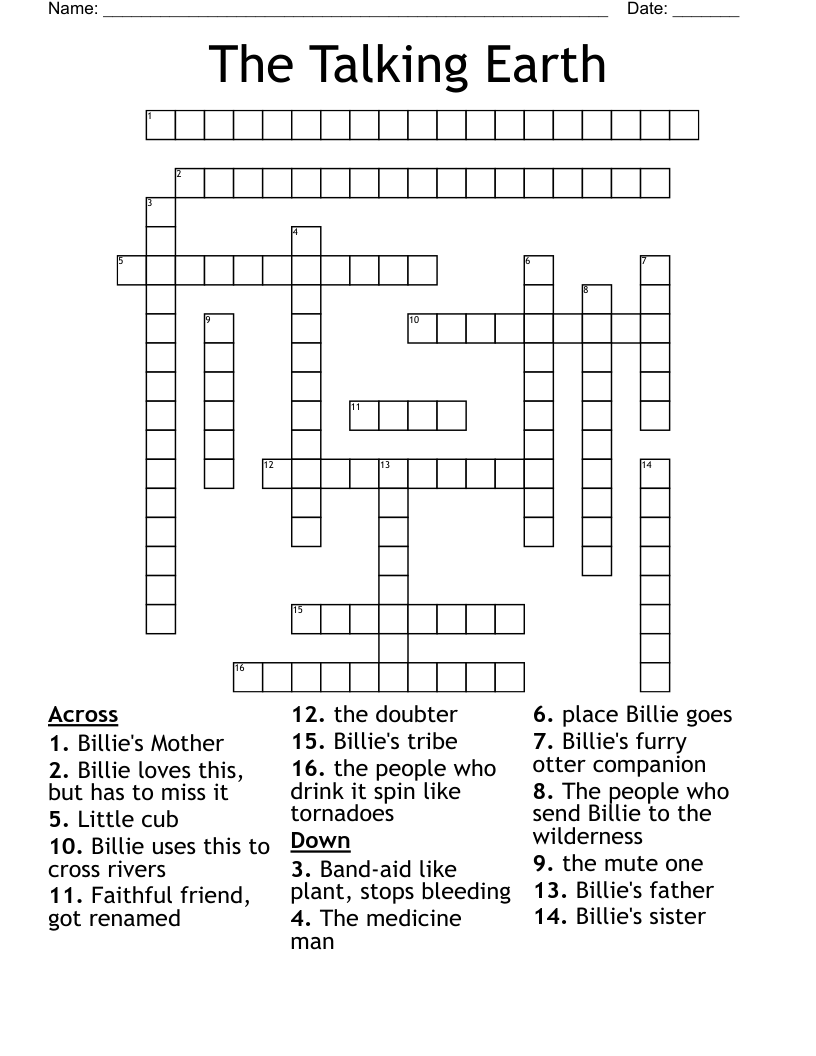 The Talking Earth Crossword