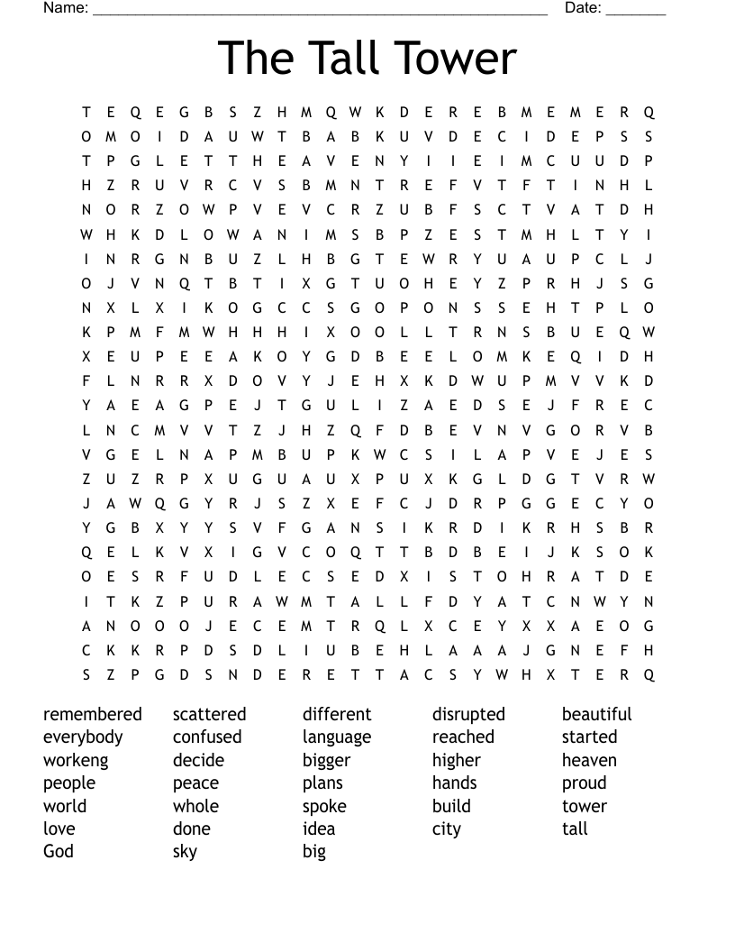 The Tall Tower Word Search