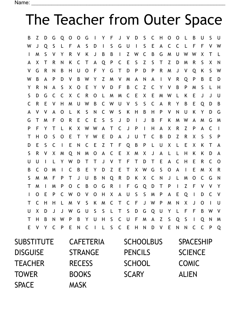 The Teacher from Outer Space Word Search