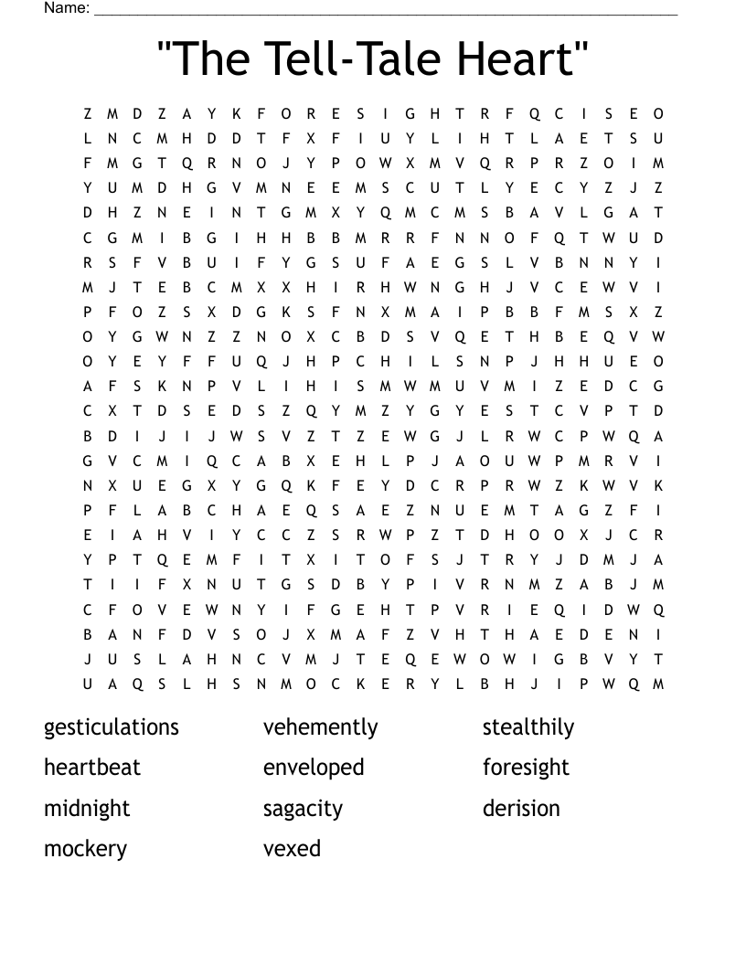 "The Tell-Tale Heart" Word Search