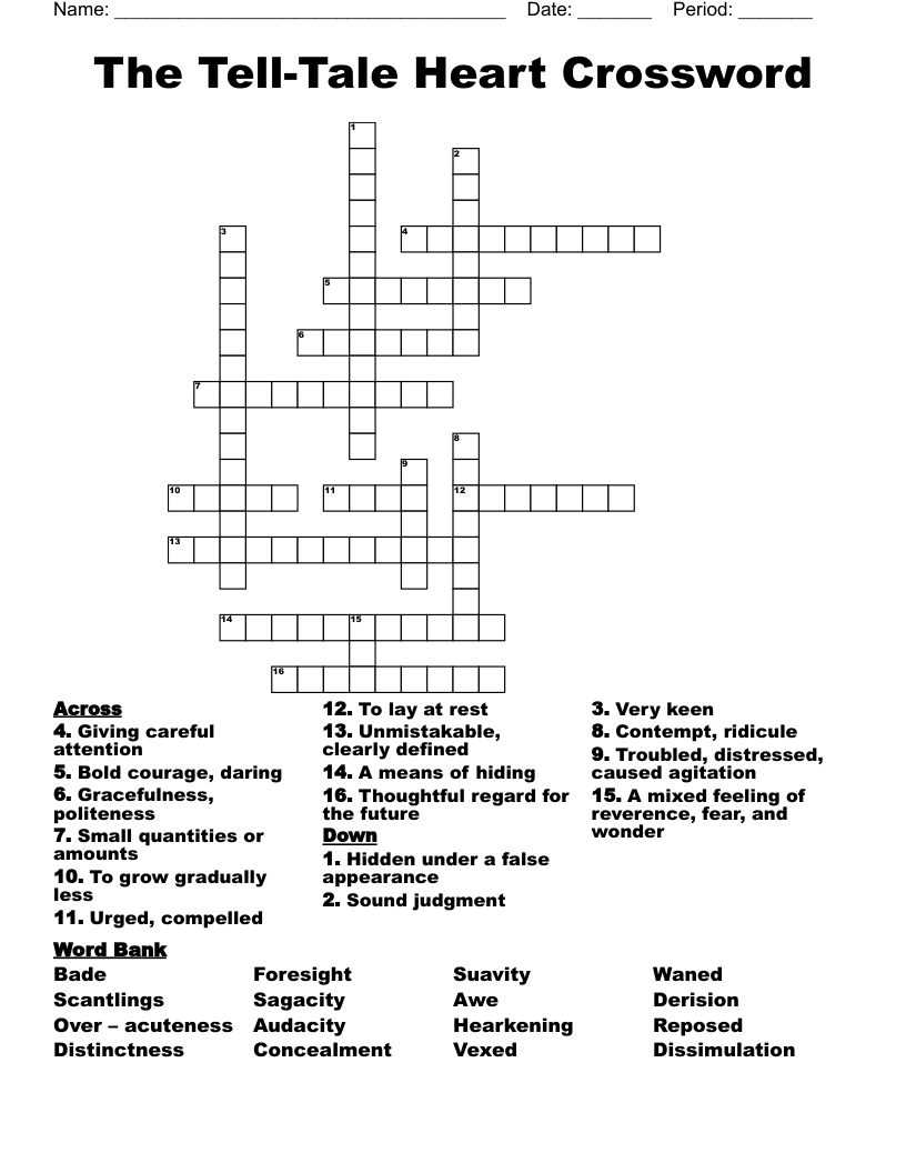 The Tell-Tale Heart Crossword