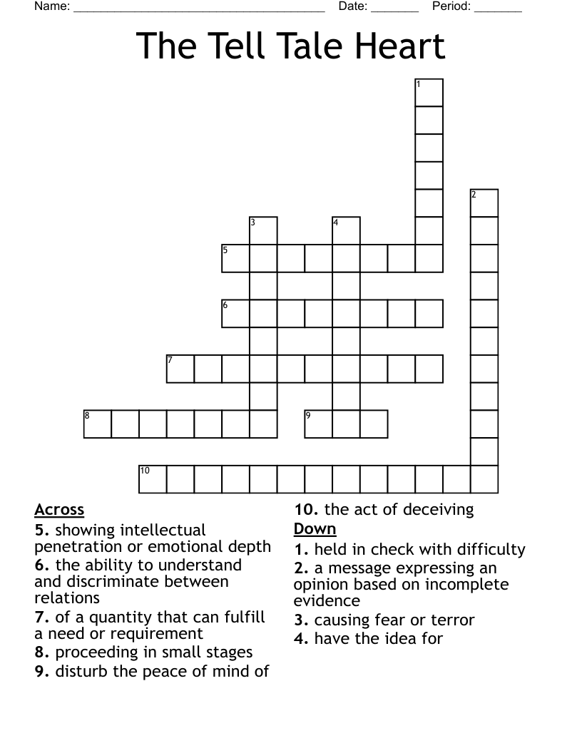 The Tell Tale Heart Crossword