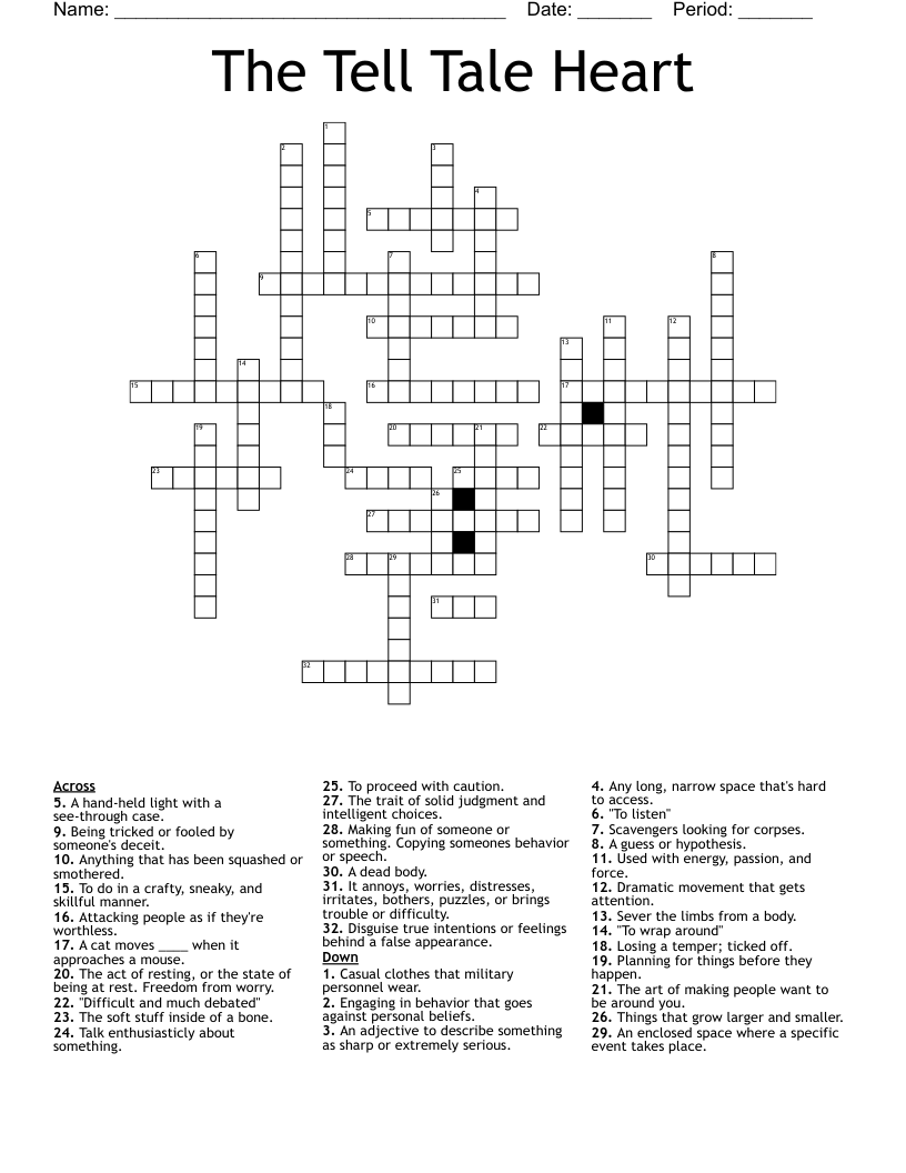 The Tell Tale Heart Crossword