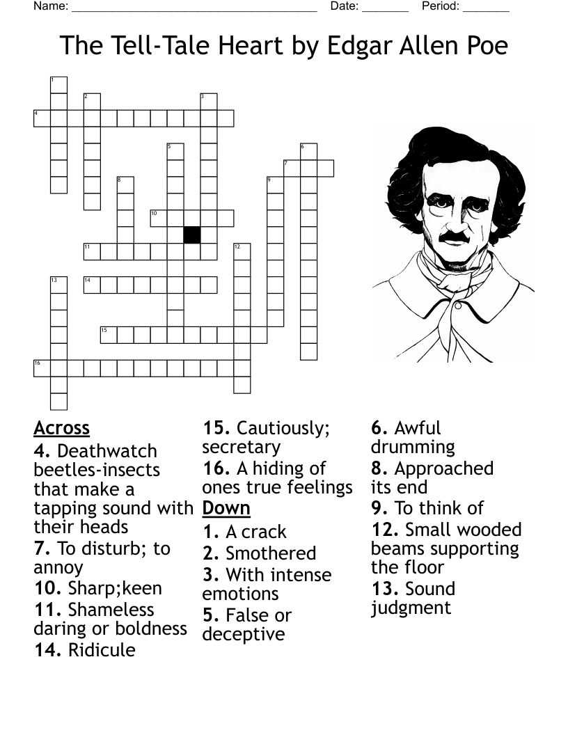 The Tell-Tale Heart by Edgar Allen Poe Crossword