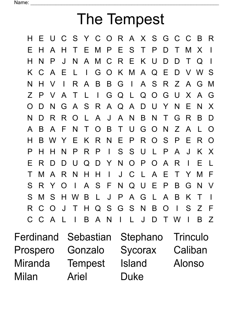 The Tempest Word Search