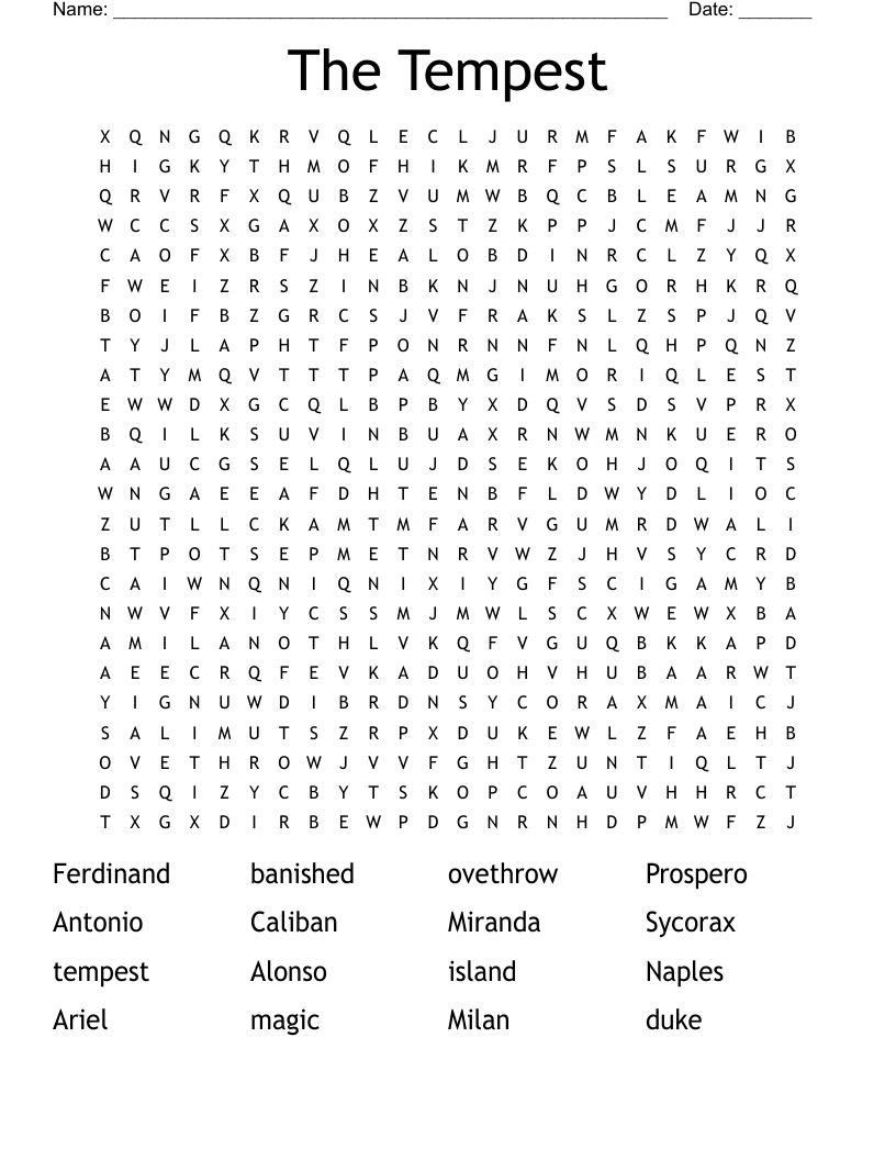 The Tempest Word Search