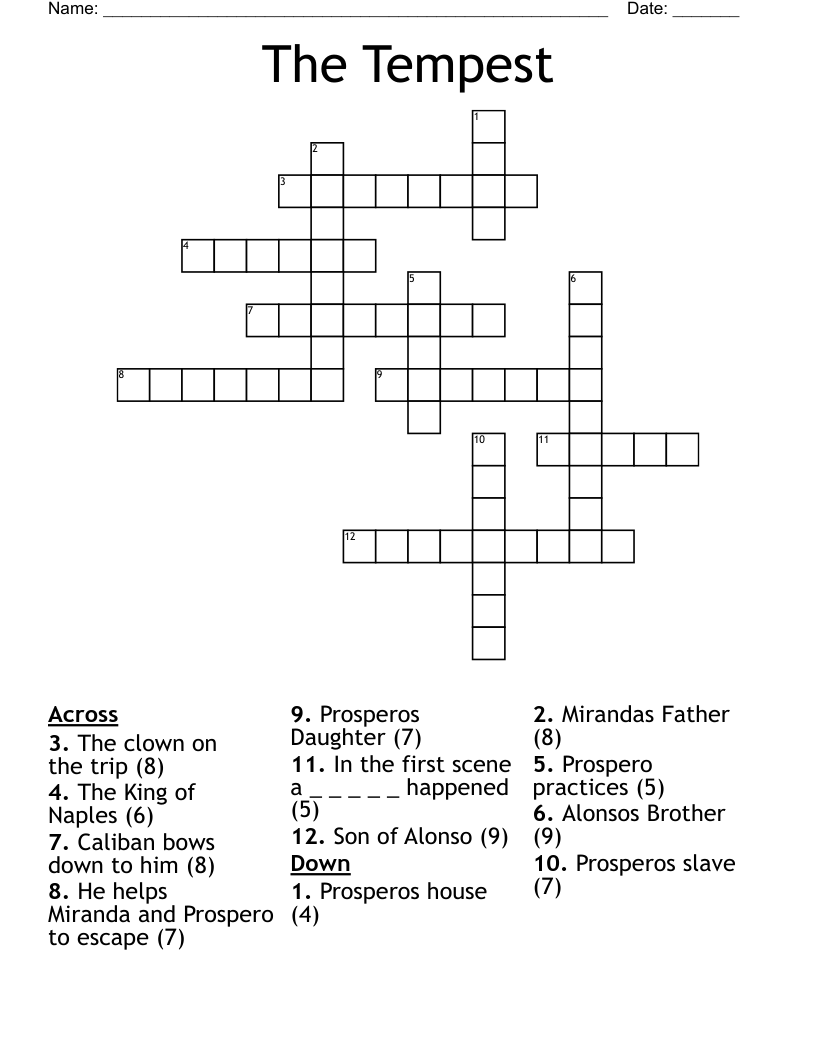 The Tempest Crossword