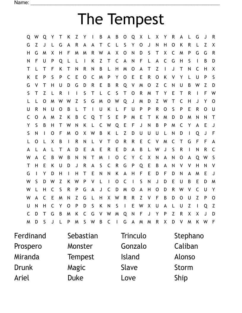 The Tempest Word Search