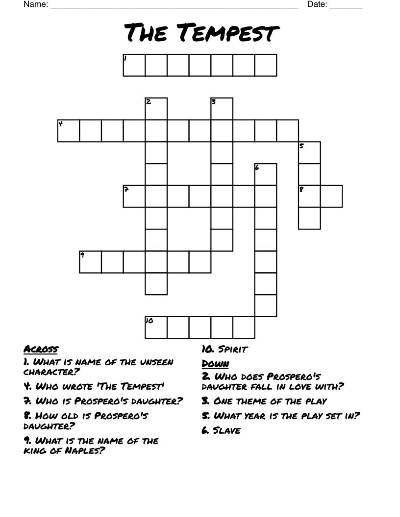 The Tempest Crossword