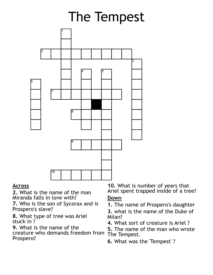 The Tempest Crossword