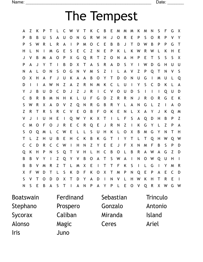 The Tempest Word Search