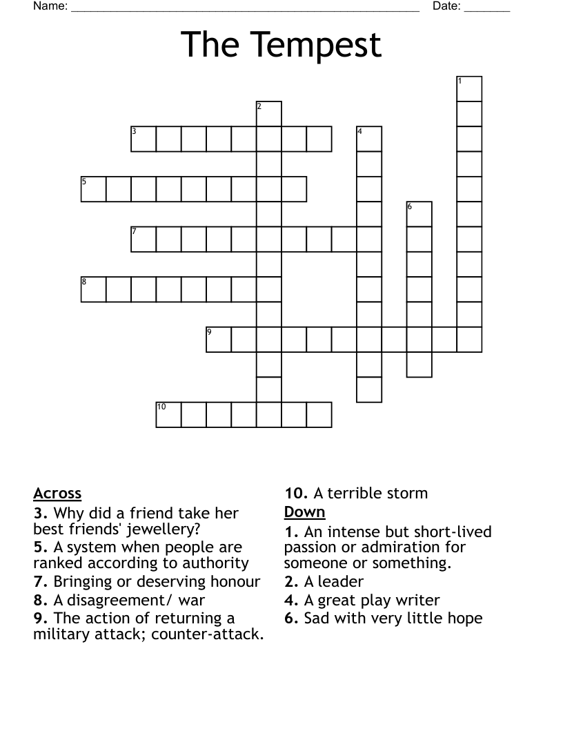 The Tempest Crossword