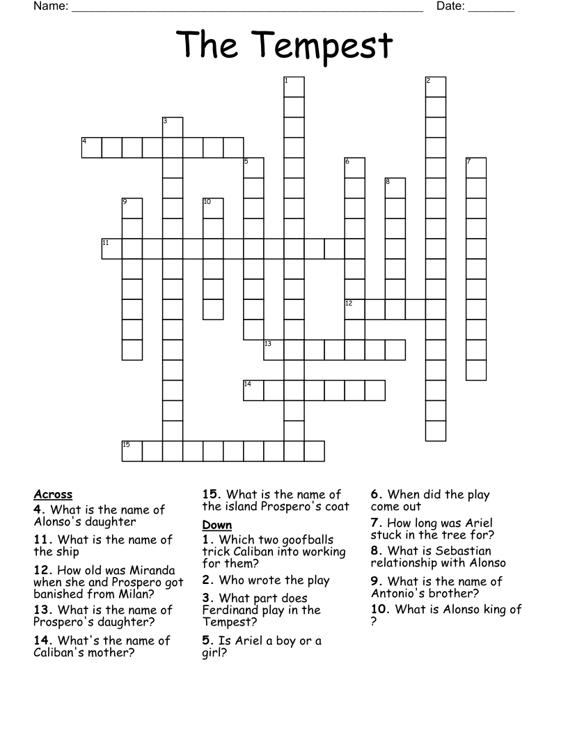 The Tempest Crossword