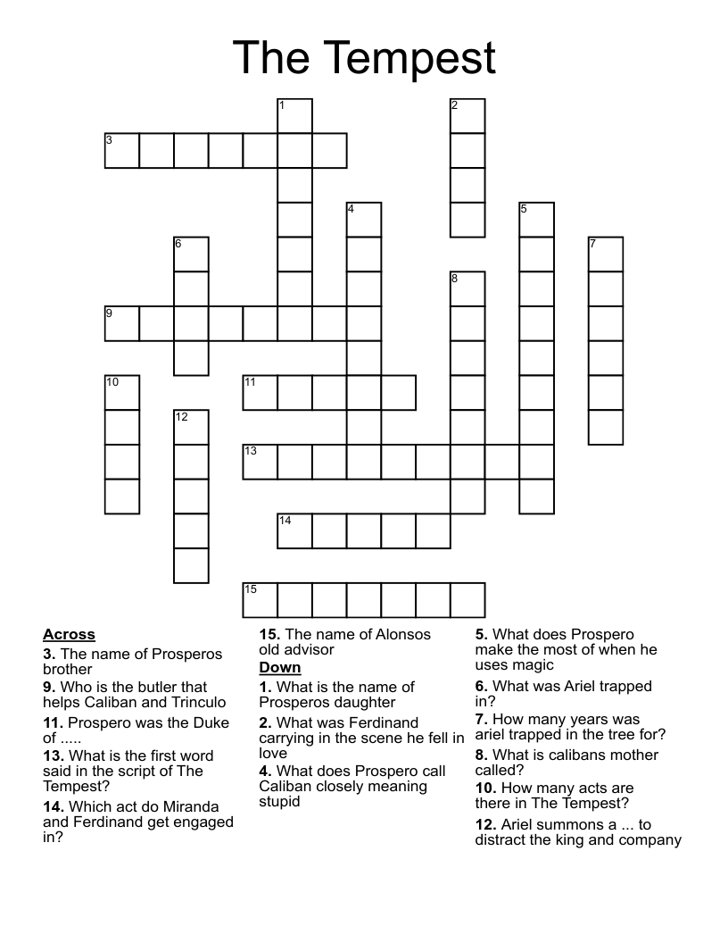 The Tempest Crossword