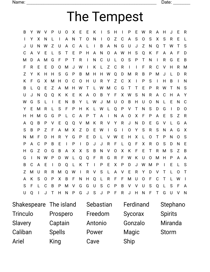 The Tempest Word Search