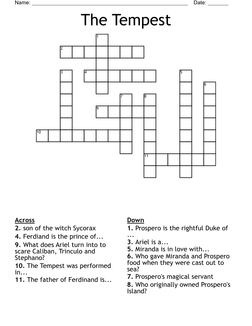 The Tempest Crossword