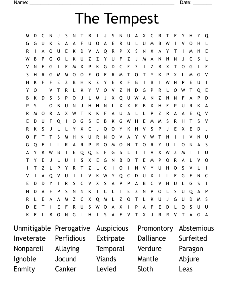 The Tempest Word Search