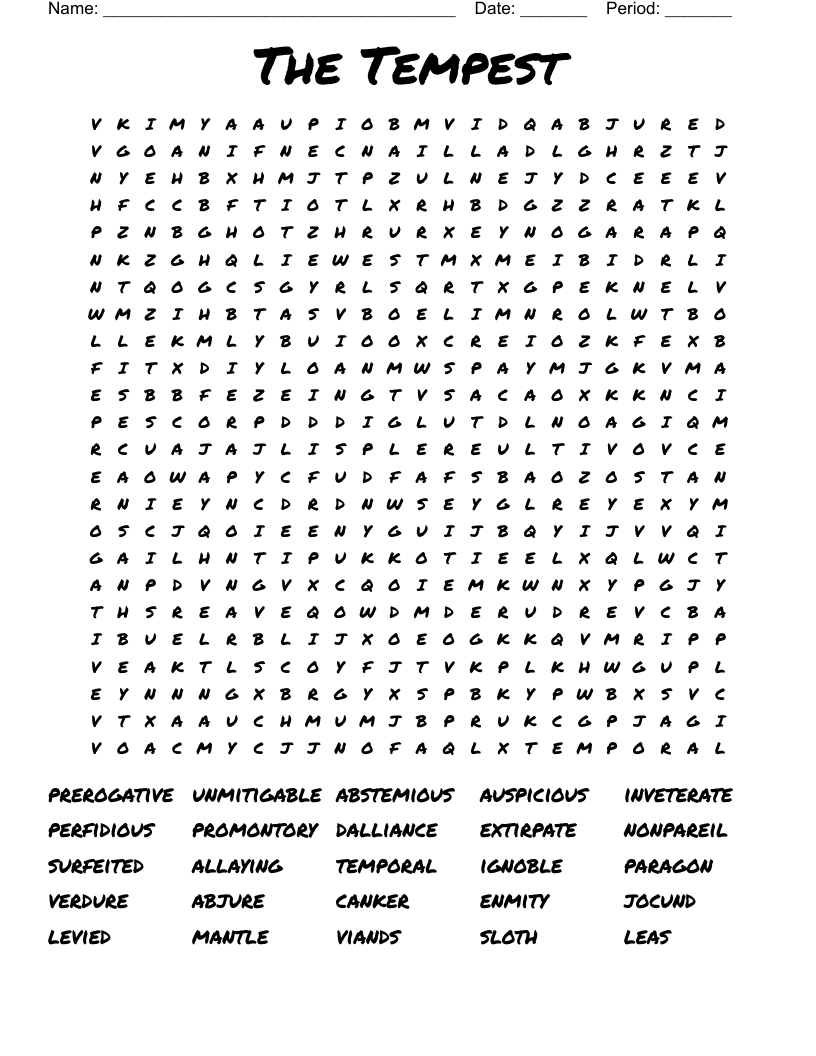 The Tempest Word Search