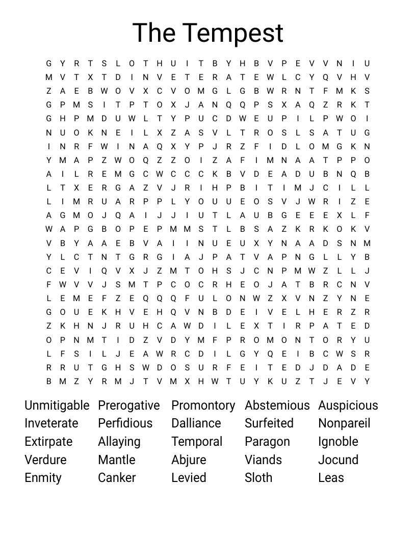 The Tempest Word Search