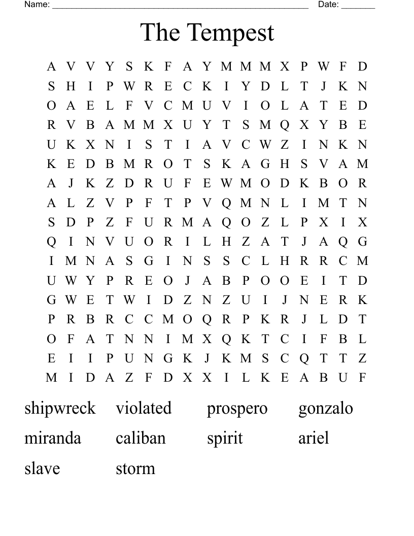 The Tempest Word Search