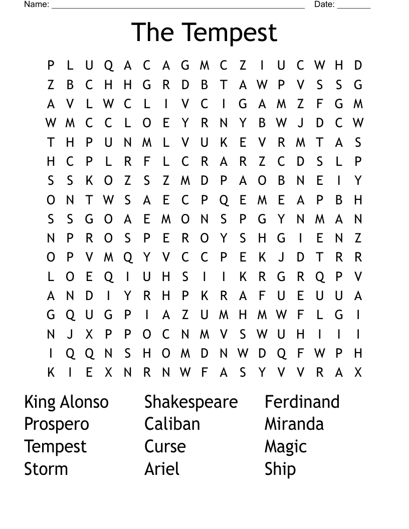 The Tempest Word Search