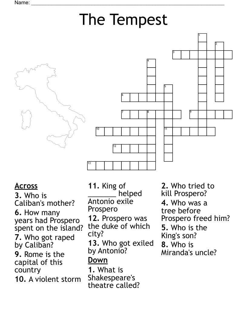The Tempest Crossword