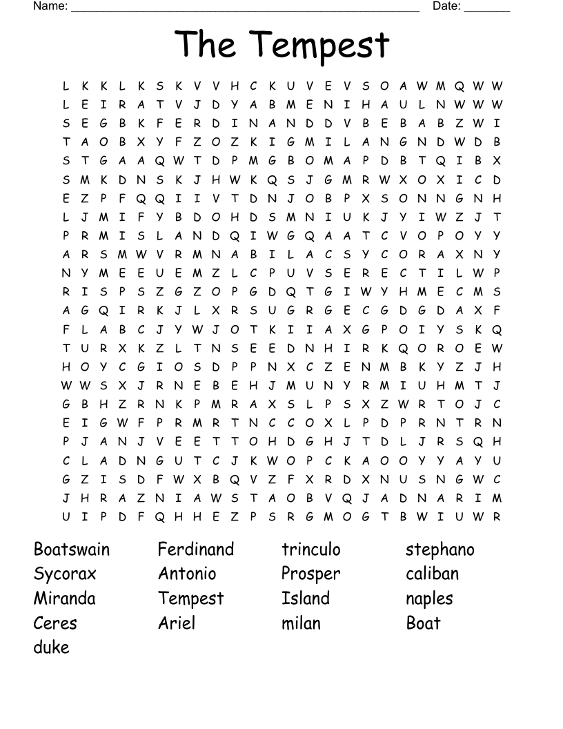 The Tempest Word Search