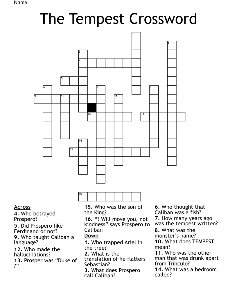 The Tempest Crossword