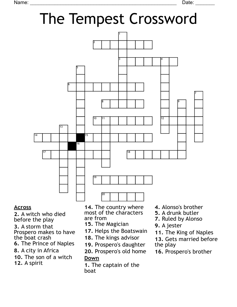 The Tempest Crossword