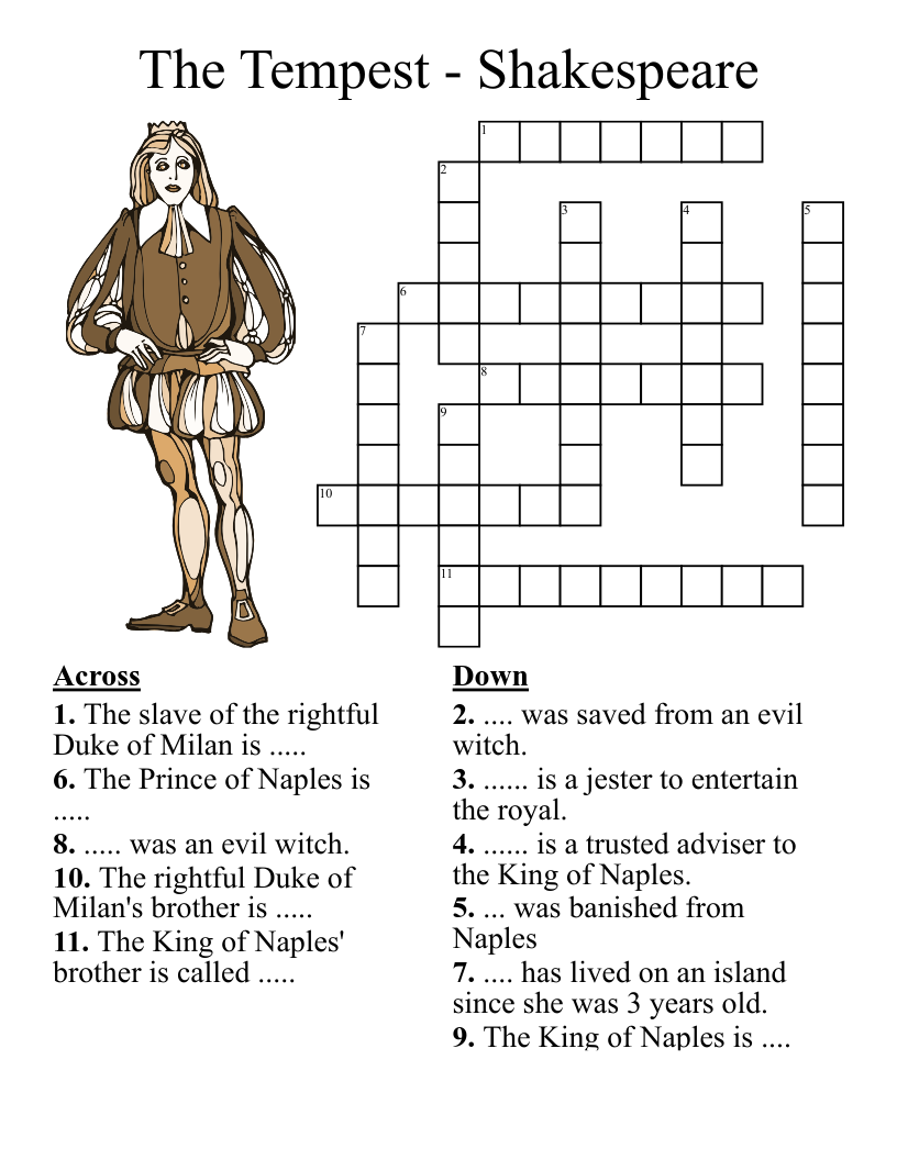 The Tempest - Shakespeare Crossword