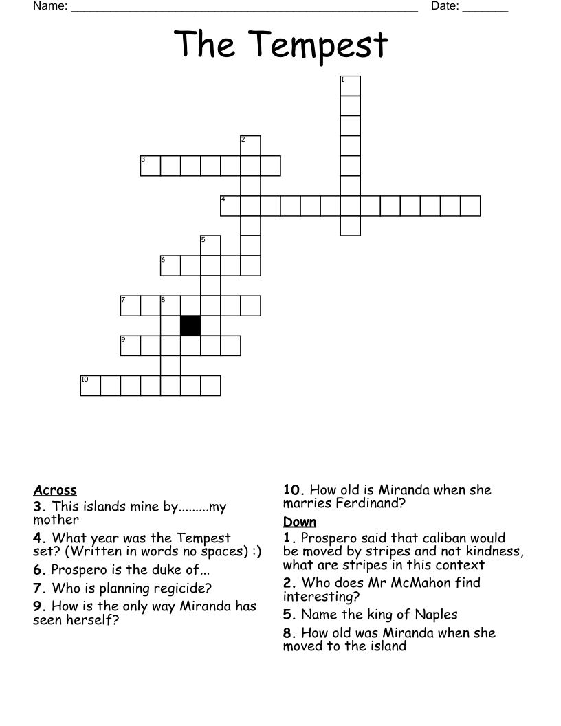 The Tempest   Crossword