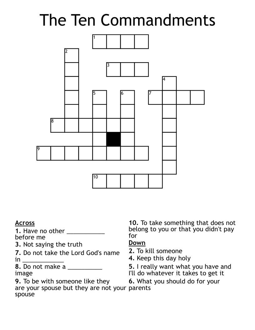 The Ten Commandments Crossword