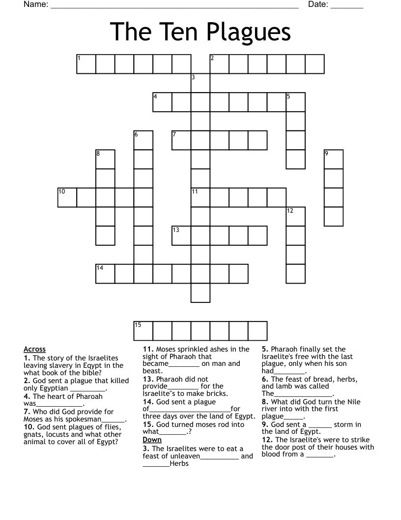 The Ten Plagues Crossword