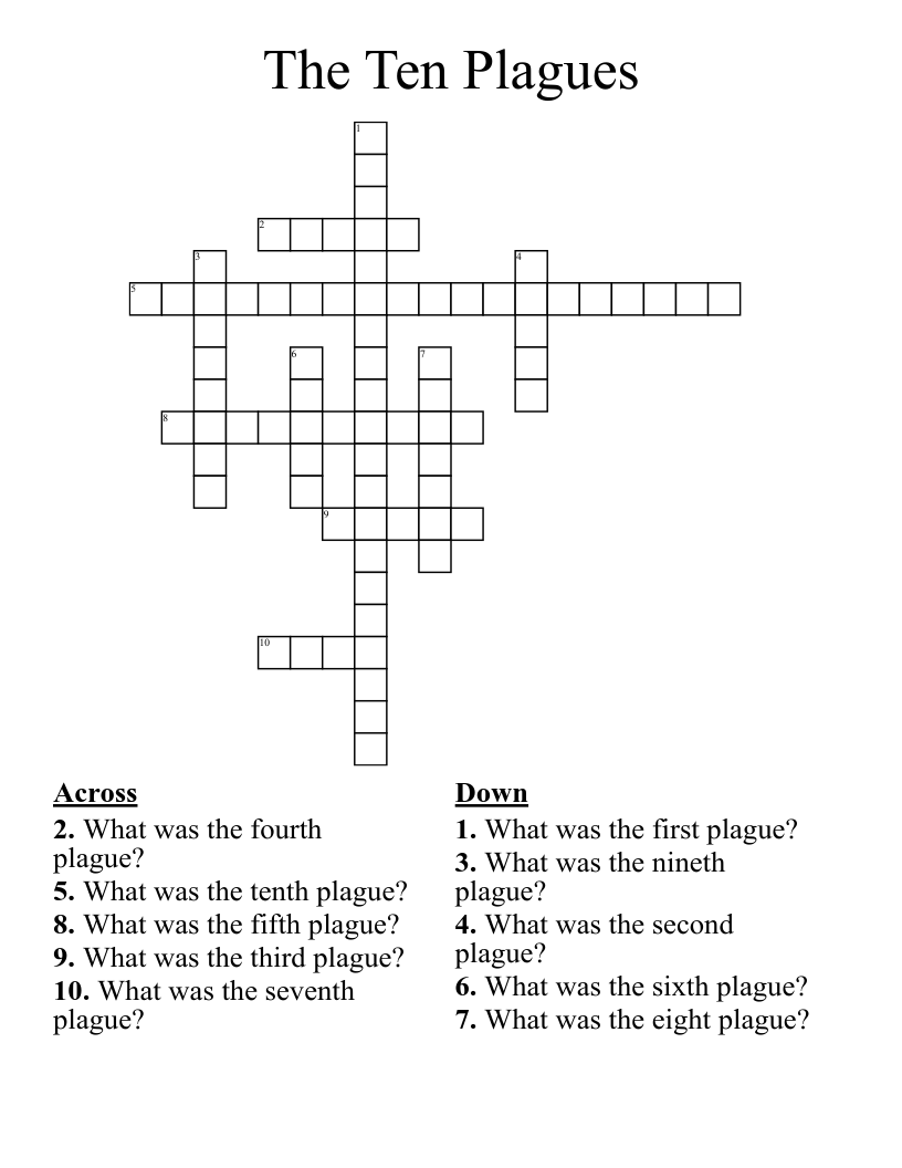 The Ten Plagues Crossword