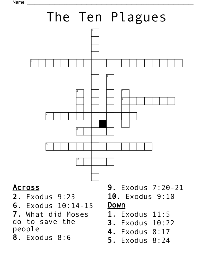 The Ten Plagues Crossword
