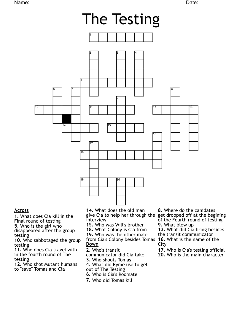The Testing  Crossword