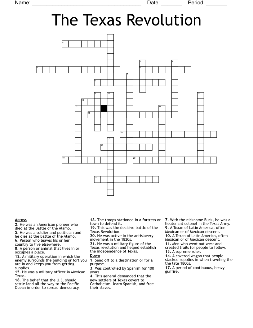 The Texas Revolution Crossword