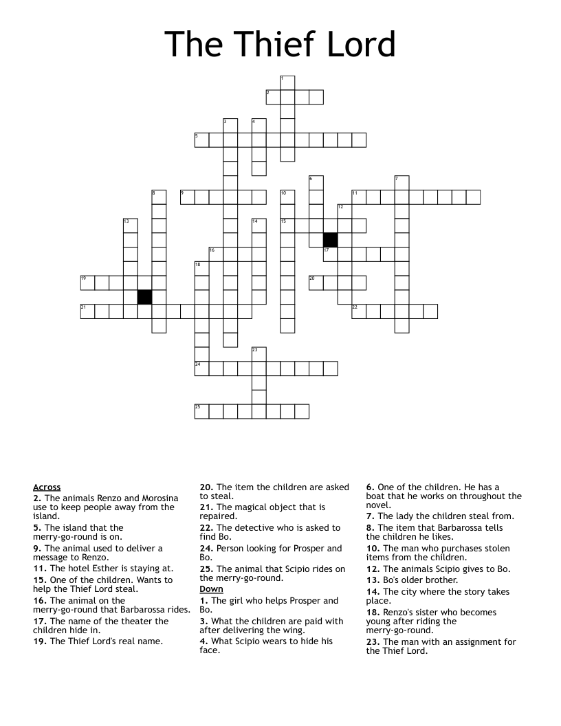 The Thief Lord Crossword
