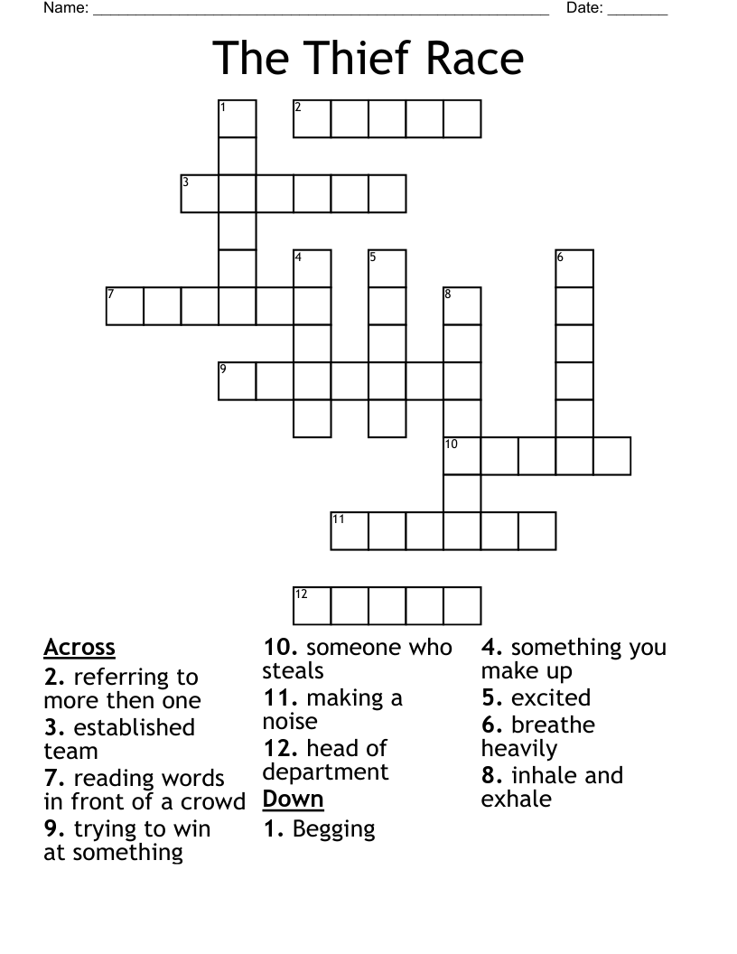 The Thief Race Crossword