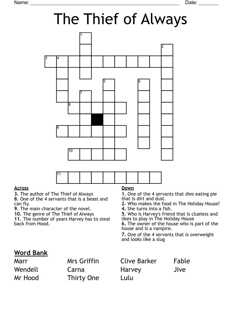 The Thief of Always Crossword