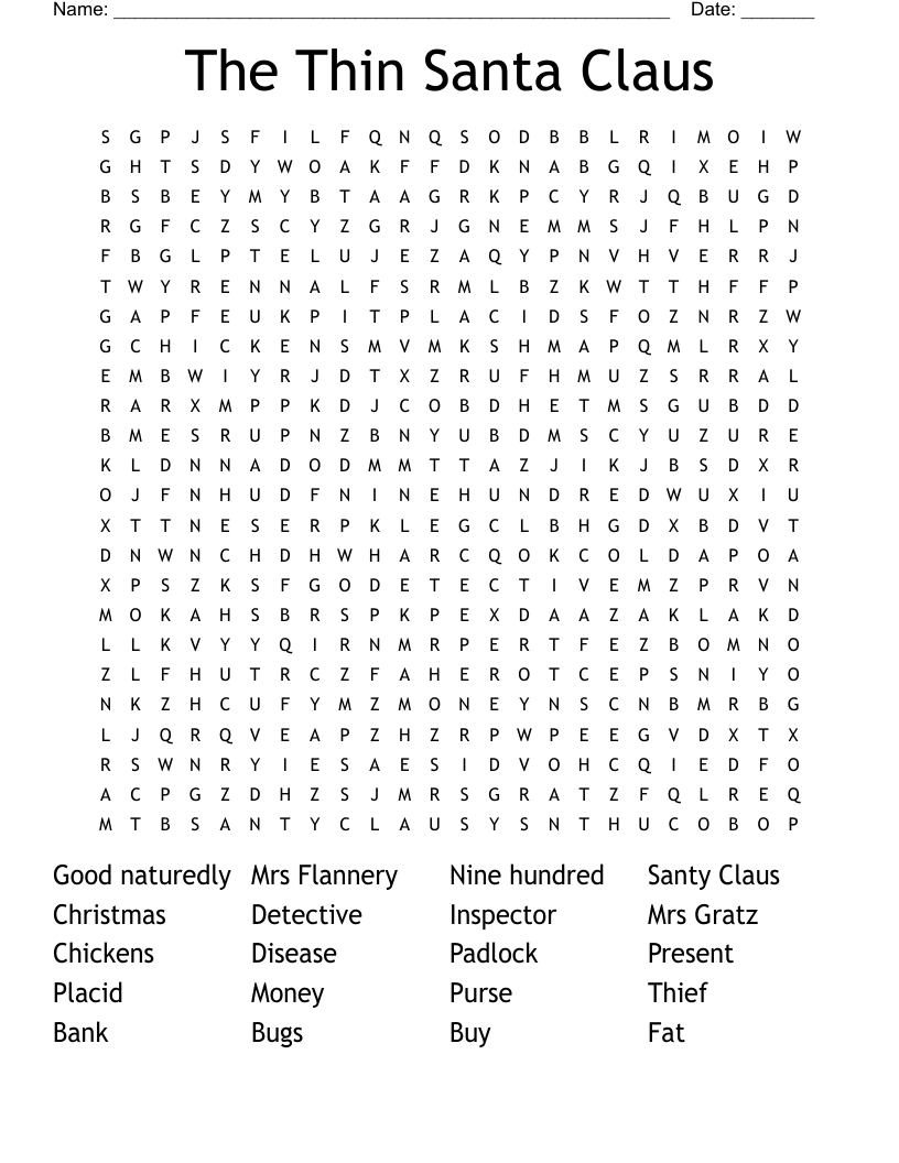 The Thin Santa Claus Word Search