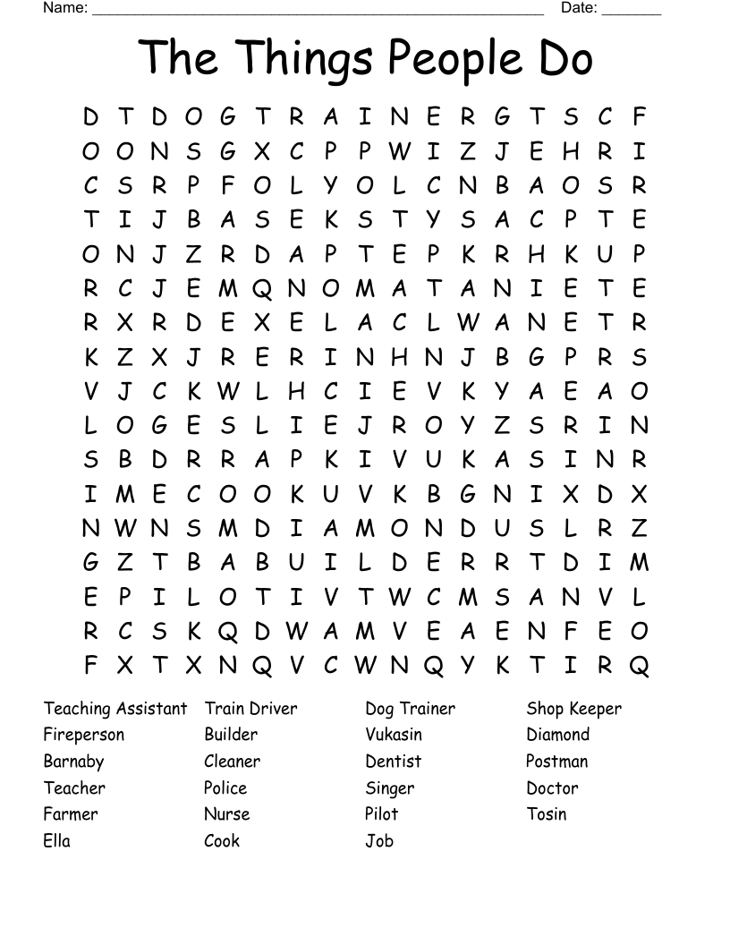 The Things People Do Word Search