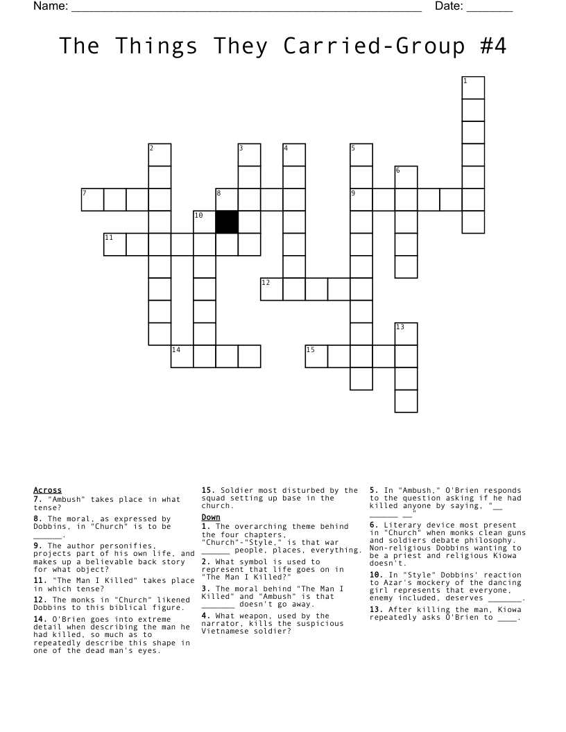 The Things They Carried-Group #4 Crossword