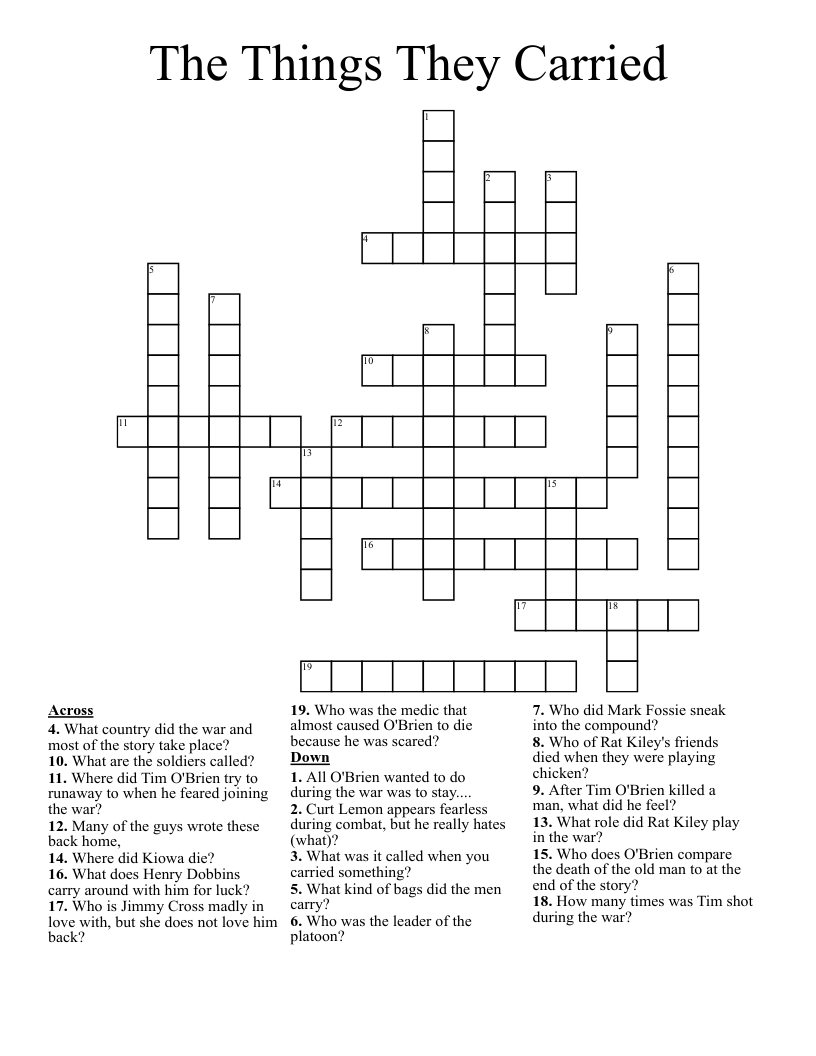 The Things They Carried Crossword