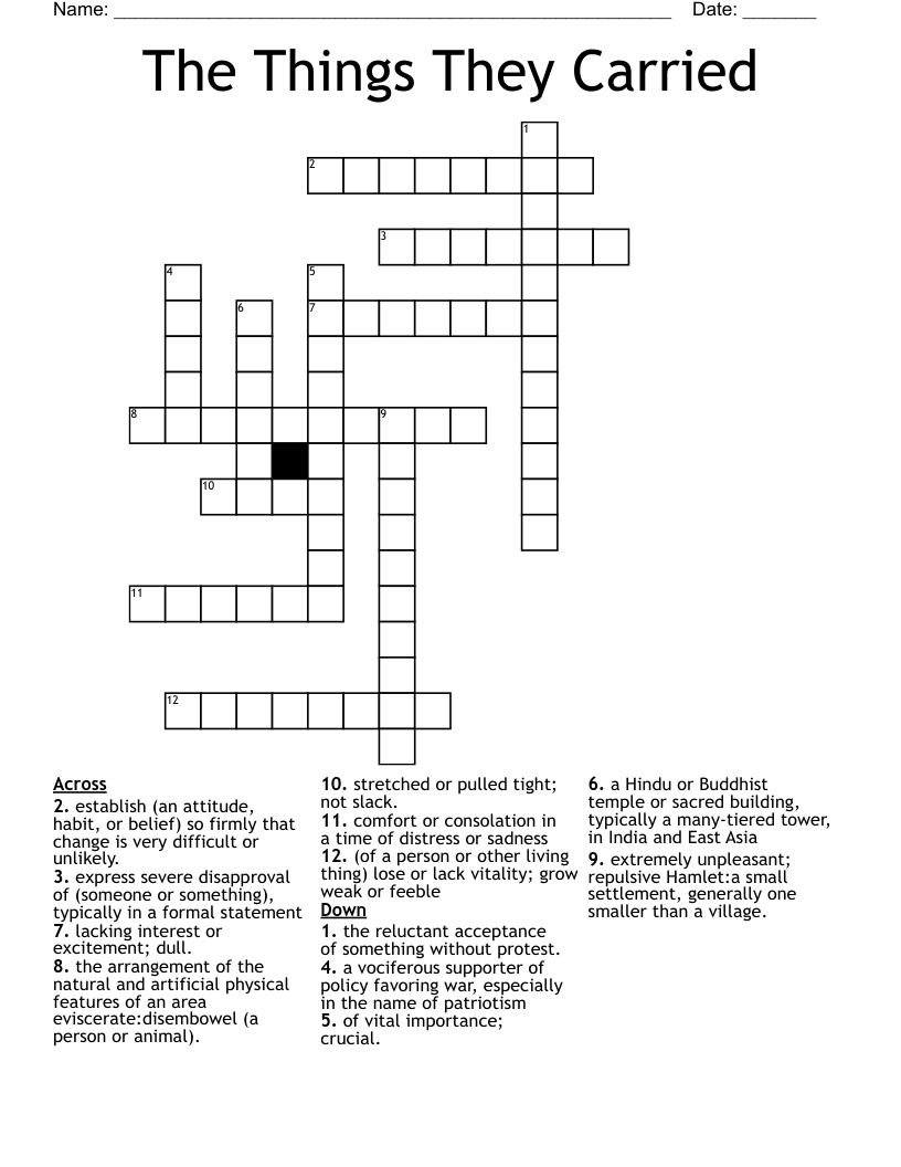 The Things They Carried Crossword