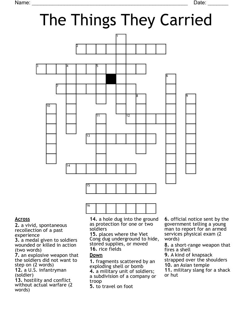 The Things They Carried Crossword