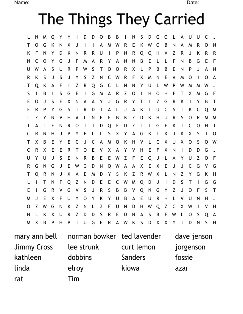 The Things They Carried Word Search