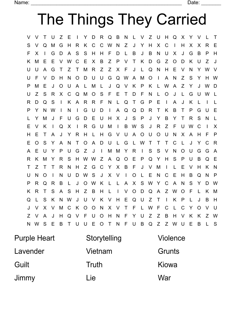 The Things They Carried Word Search