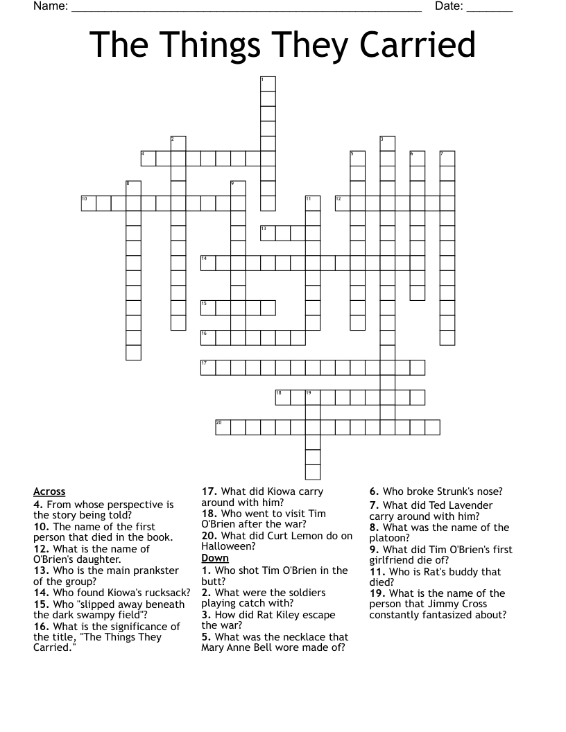 The Things They Carried Crossword