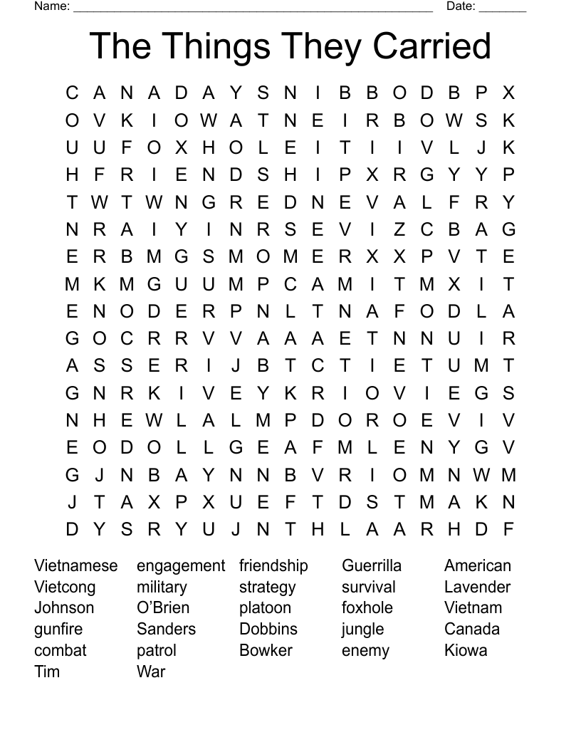 The Things They Carried Word Search